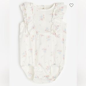 H&M Baby Toddler Girls Floral Ruffle-Trimmed Romper Bodysuit 12 Months